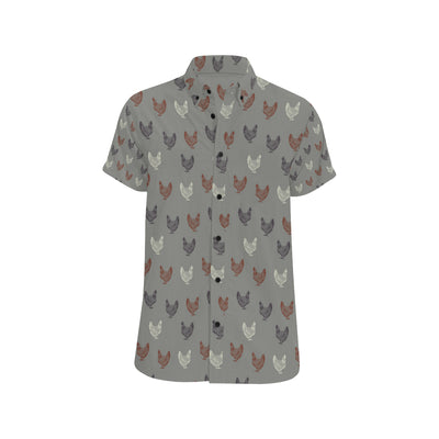 Chicken Pattern Print Design 01 Men's Short Sleeve Button Up Shirt