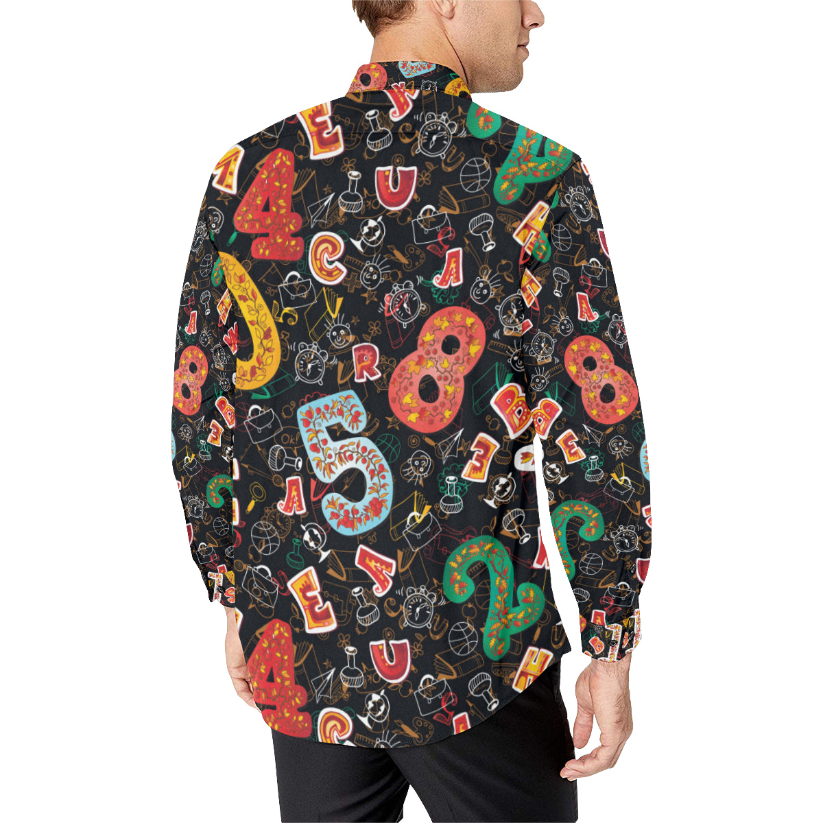 Number Pattern Print Design A03 Men's Long Sleeve Shirt