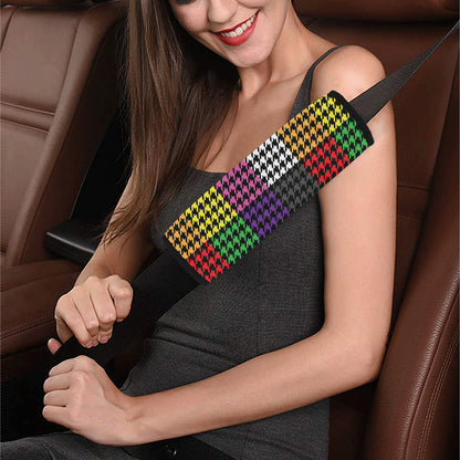 Houndstooth Colorful Pattern Print Design 01 Car Seat Belt Cover