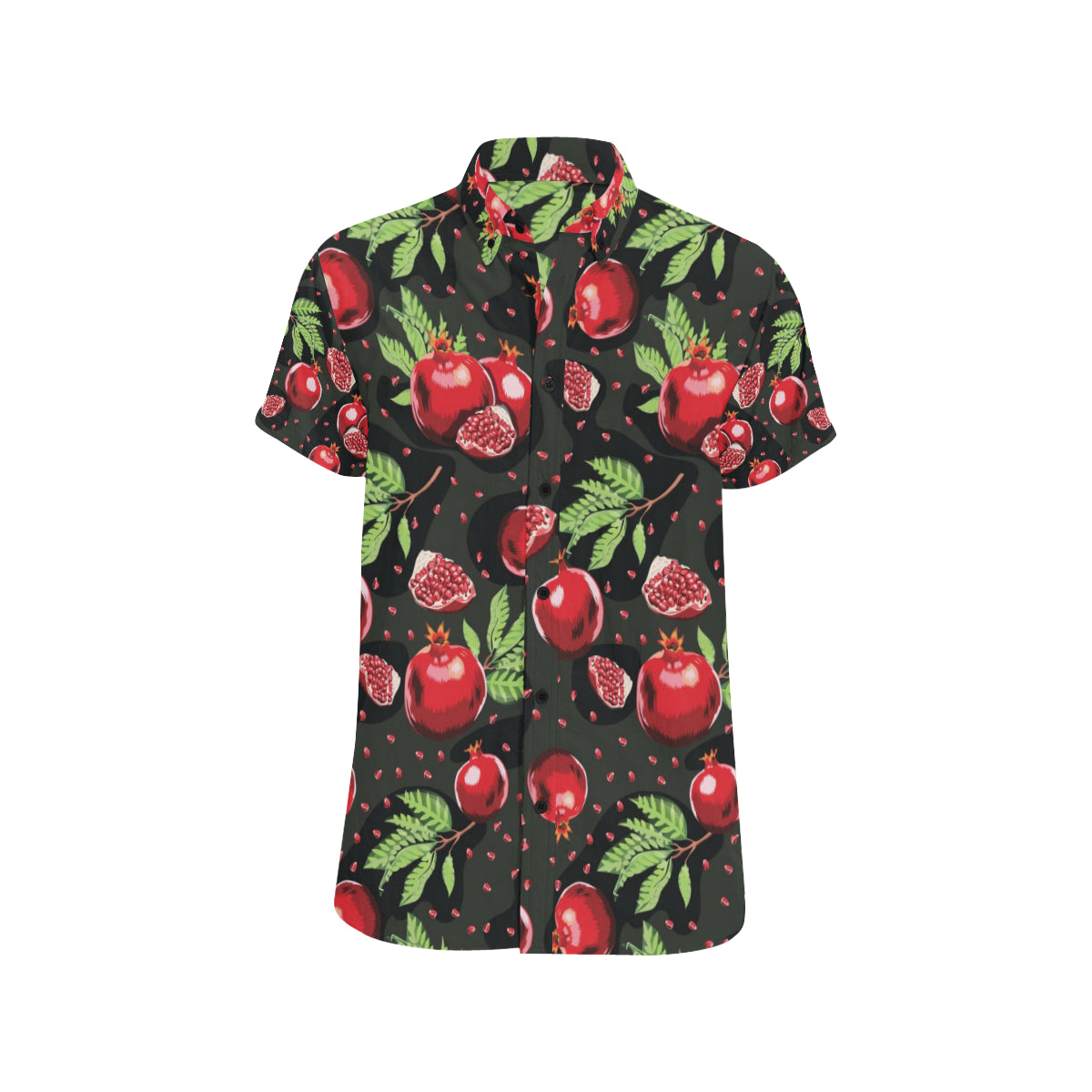 Pomegranate Pattern Print Design PG06 Men's Short Sleeve Button Up Shirt