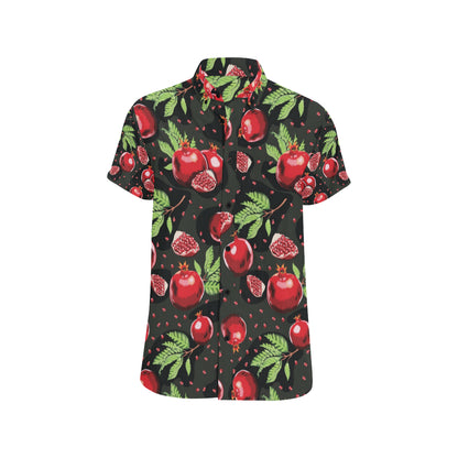 Pomegranate Pattern Print Design PG06 Men's Short Sleeve Button Up Shirt