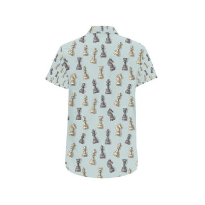 Chess Pattern Print Design 02 Men's Short Sleeve Button Up Shirt