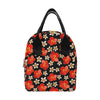 Red Hibiscus Pattern Print Design HB022 Insulated Lunch Bag