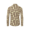 Tiki Brown Mask Print Men's Long Sleeve Shirt