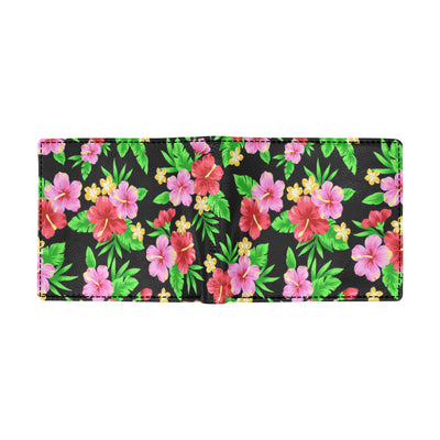 Pink Red Hibiscus Pattern Print Design HB023 Men's ID Card Wallet