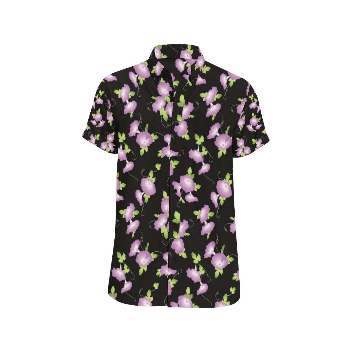 Morning Glory Pattern Print Design MG02 Men's Short Sleeve Button Up Shirt