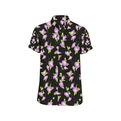 Morning Glory Pattern Print Design MG02 Men's Short Sleeve Button Up Shirt