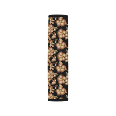 Brown Hibiscus Pattern Print Design HB06 Car Seat Belt Cover