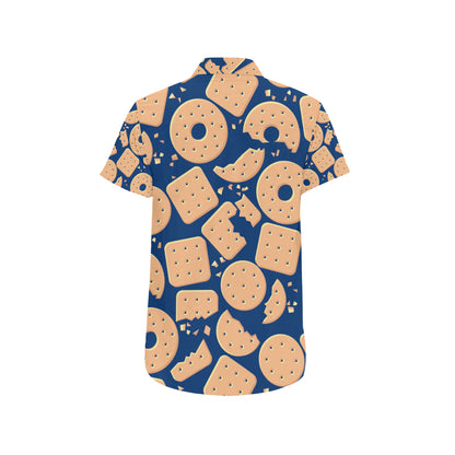 Cracker Pattern Print Design 03 Men's Short Sleeve Button Up Shirt