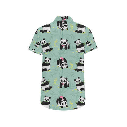 Panda Pattern Print Design A05 Men's Short Sleeve Button Up Shirt