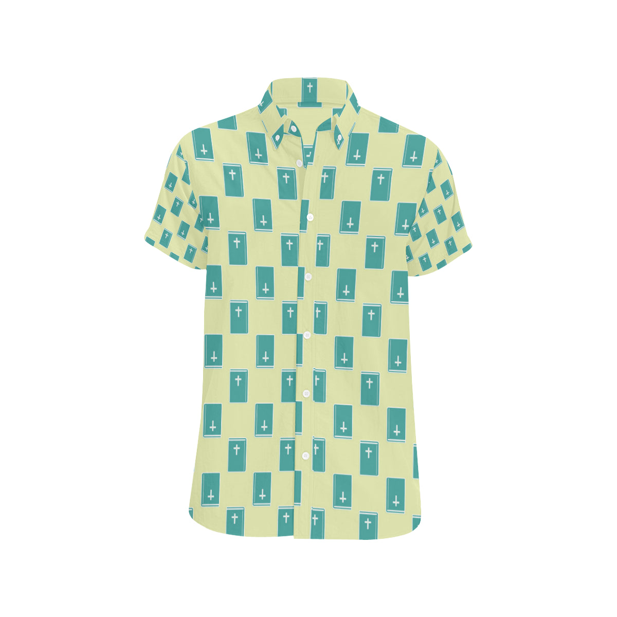 Bible Pattern Print Design 04 Men's Short Sleeve Button Up Shirt
