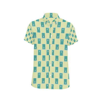 Bible Pattern Print Design 04 Men's Short Sleeve Button Up Shirt