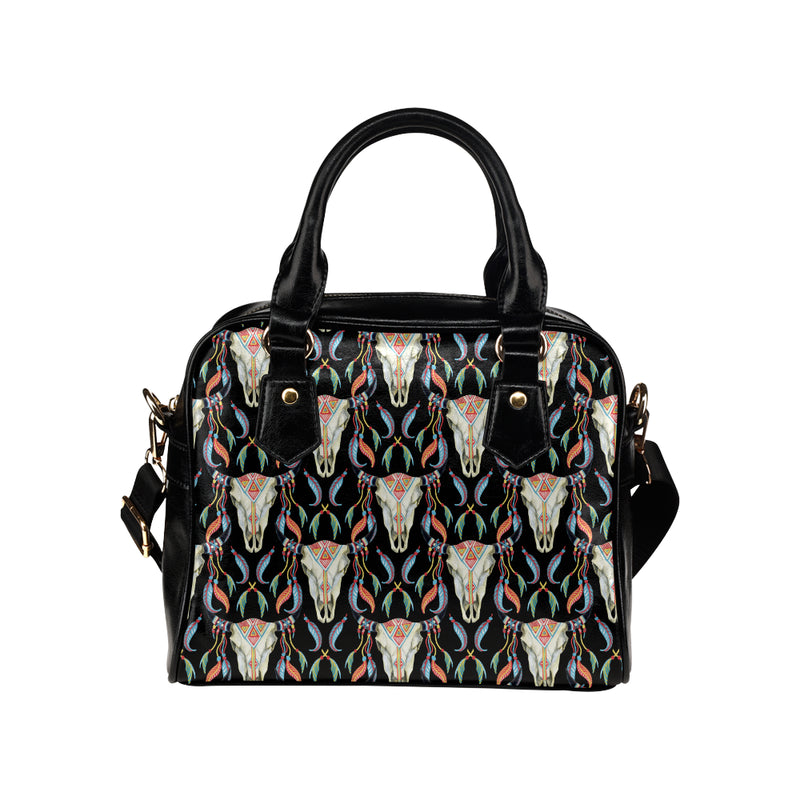 Buffalo Head Boho Style Pattern Print Design 01 Shoulder Handbag