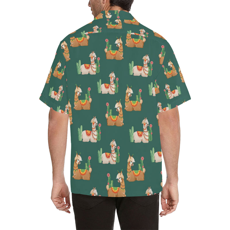 Llama Cactus Pattern Print Design 07 Men's Hawaiian Shirt