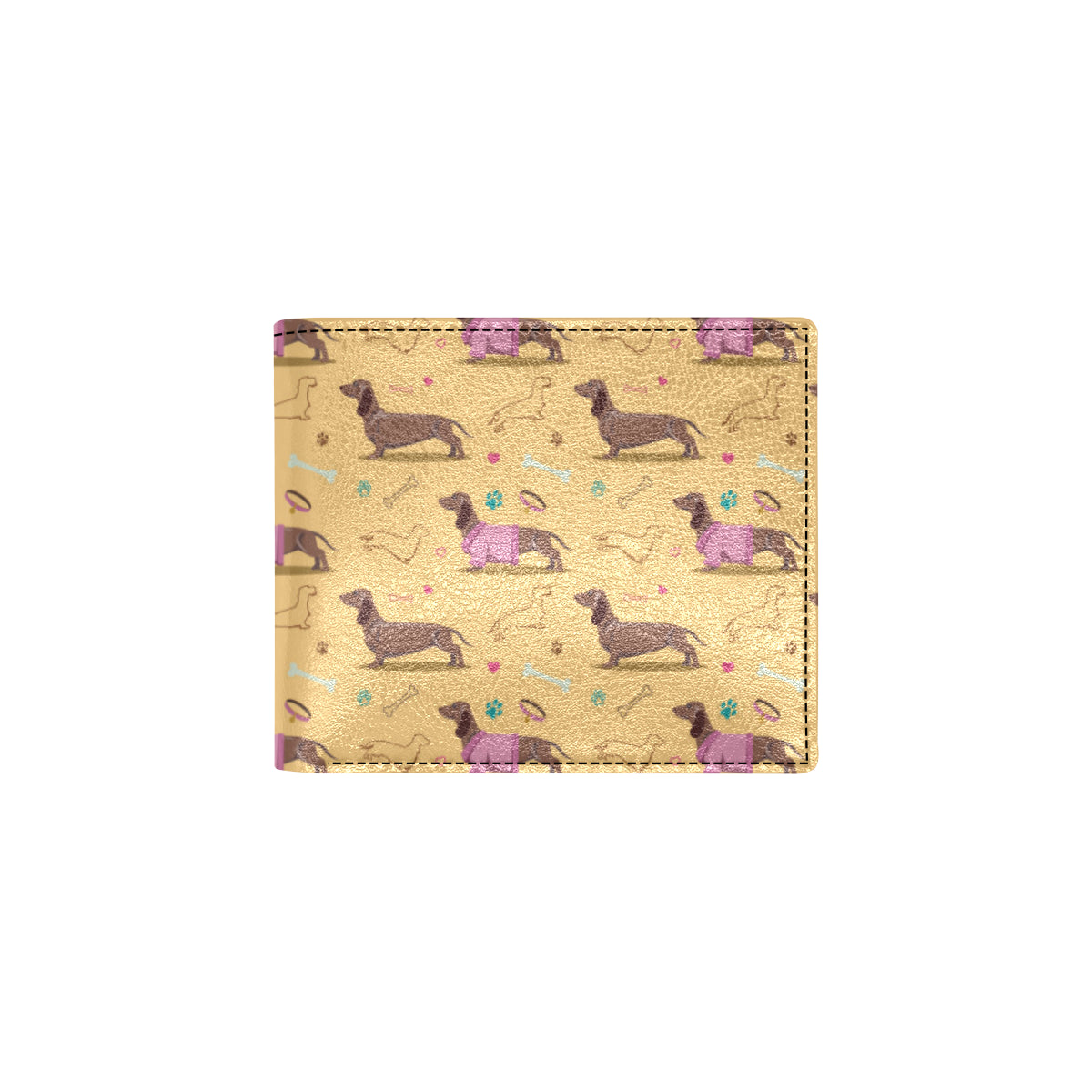 Dachshund Pattern Print Design 07 Men's ID Card Wallet