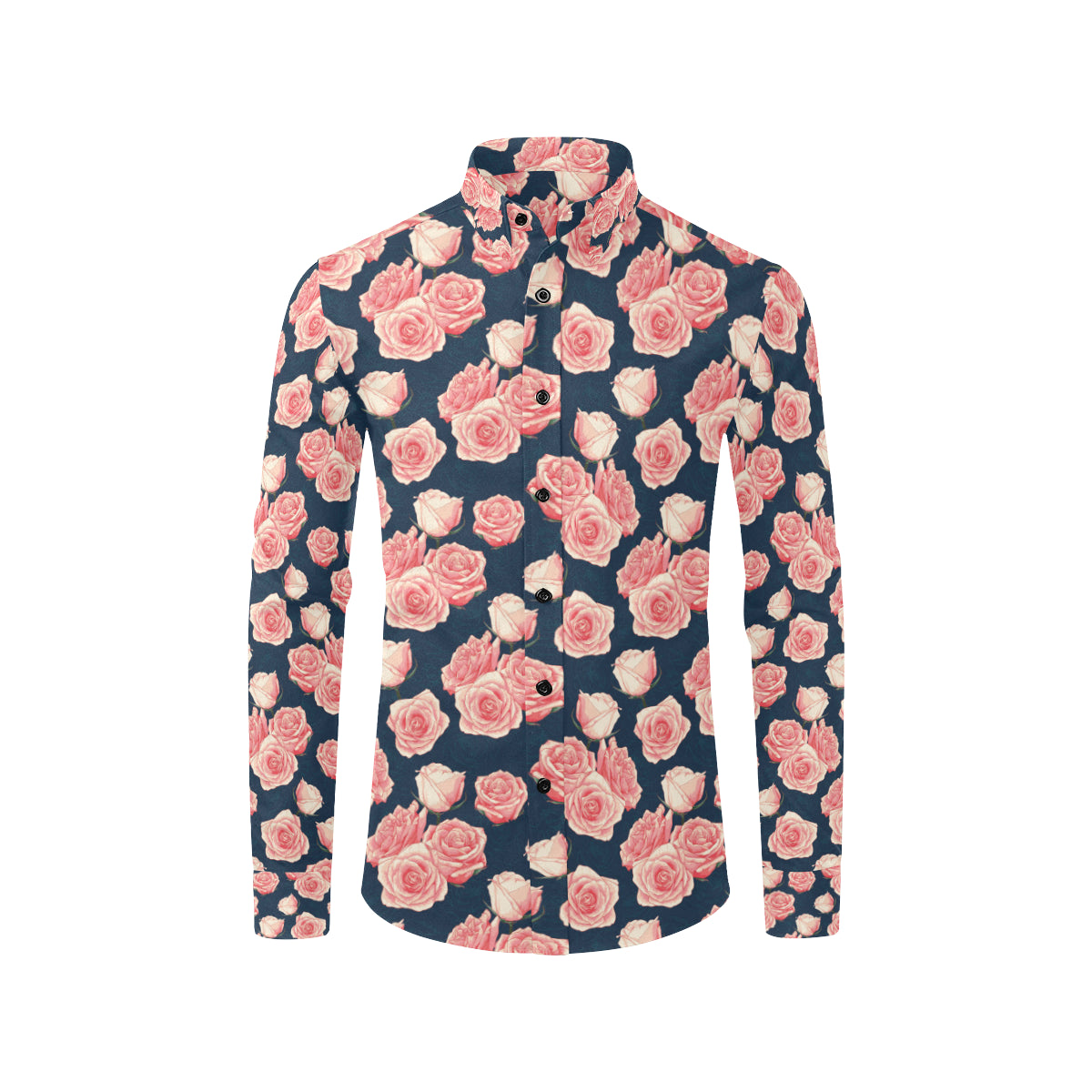 Rose Pattern Print Design A03 Men's Long Sleeve Shirt