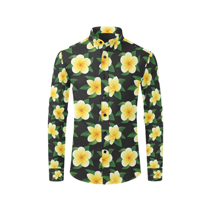 Plumeria Pattern Print Design A03 Men's Long Sleeve Shirt