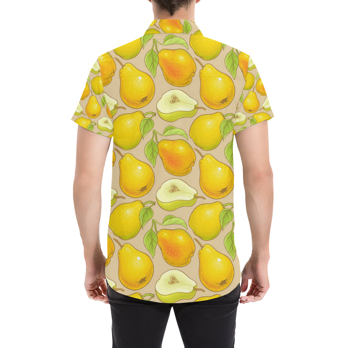 Pear Pattern Print Design PE05 Men's Short Sleeve Button Up Shirt