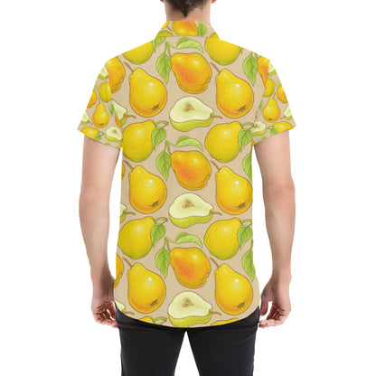 Pear Pattern Print Design PE05 Men's Short Sleeve Button Up Shirt