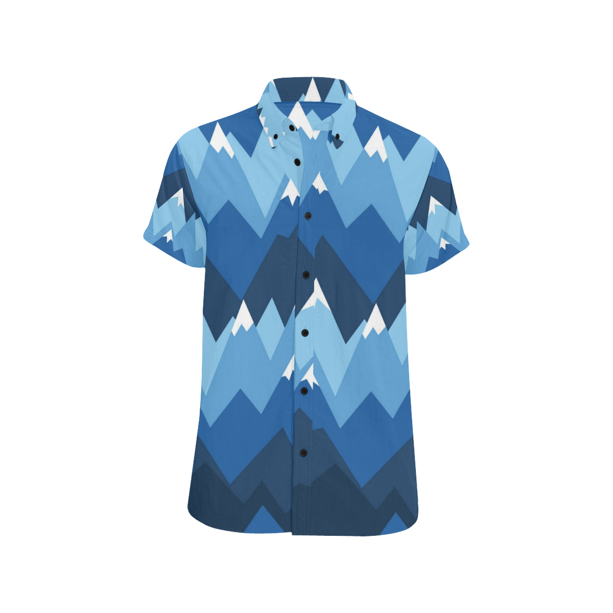 Mountain Pattern Print Design 04 Men's Short Sleeve Button Up Shirt