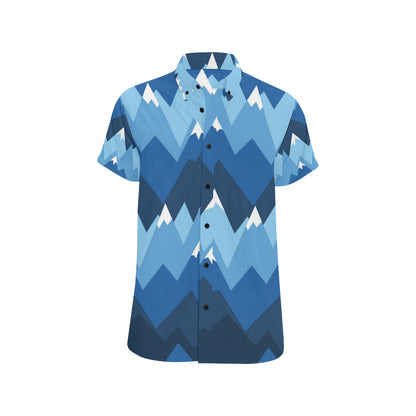 Mountain Pattern Print Design 04 Men's Short Sleeve Button Up Shirt