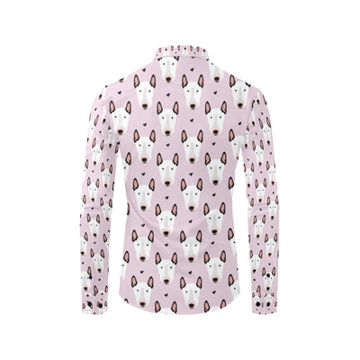 Bull Terrier Pink Print Pattern Men's Long Sleeve Shirt