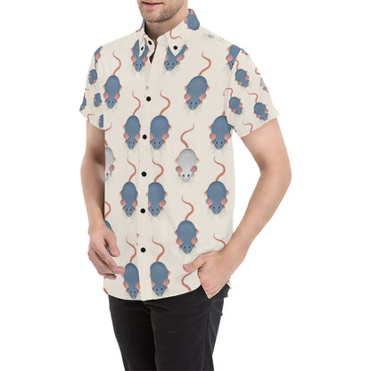 Rat Pattern Print Design 03 Men's Short Sleeve Button Up Shirt