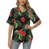 Red Hibiscus Tropical Women's Hawaiian Shirt