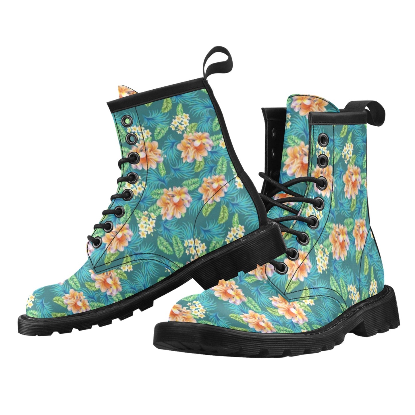 Plumeria Tropical Flower Design Print Women's Boots