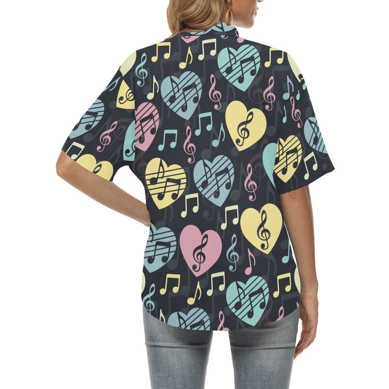 Music note Pattern Print Design A03 Women's Hawaiian Shirt