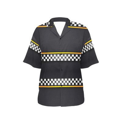 Checkered Flag Yellow Line Style Women's Hawaiian Shirt