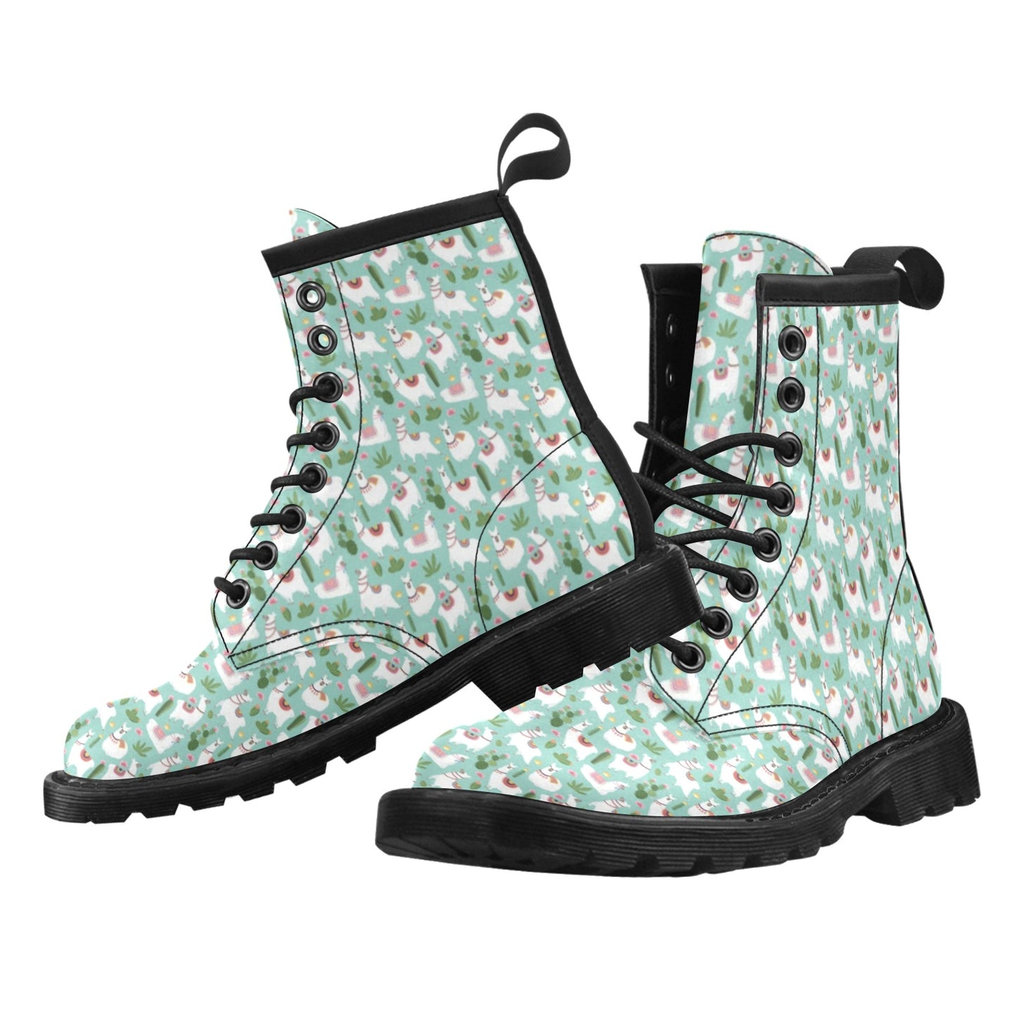 Llama with Cactus Themed Print Women's Boots
