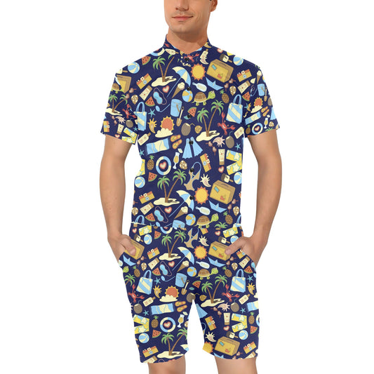 Beach Themed Pattern Print Design 04 Men's Romper