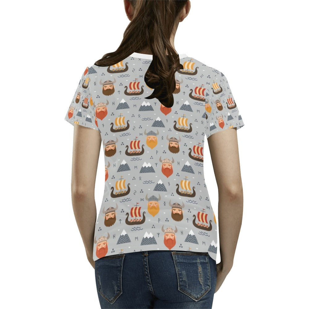 Vikings Print Design LKS307 Women's  T-shirt
