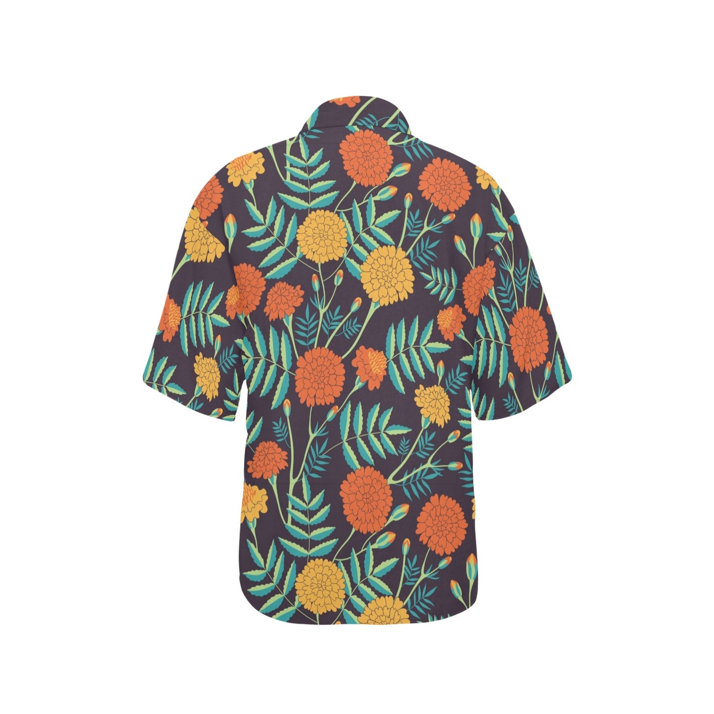 Marigold Pattern Print Design MR01 Women's Hawaiian Shirt