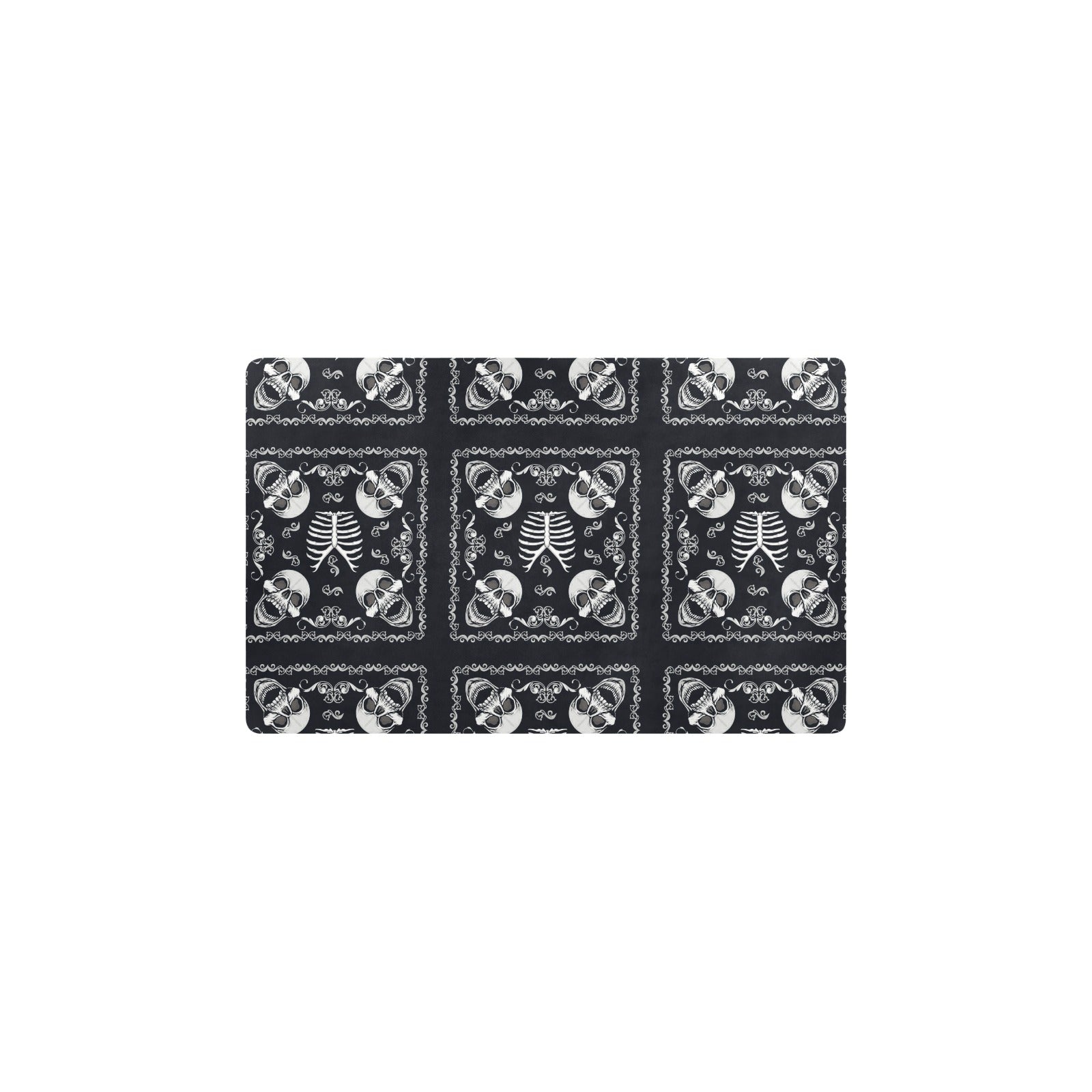 Bandana Skull Black White Print Design LKS306 Kitchen Mat