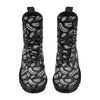 Feather Black White Design Print Women's Boots