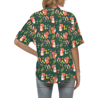 Squirrel Print Design LKS302 Women's Hawaiian Shirt