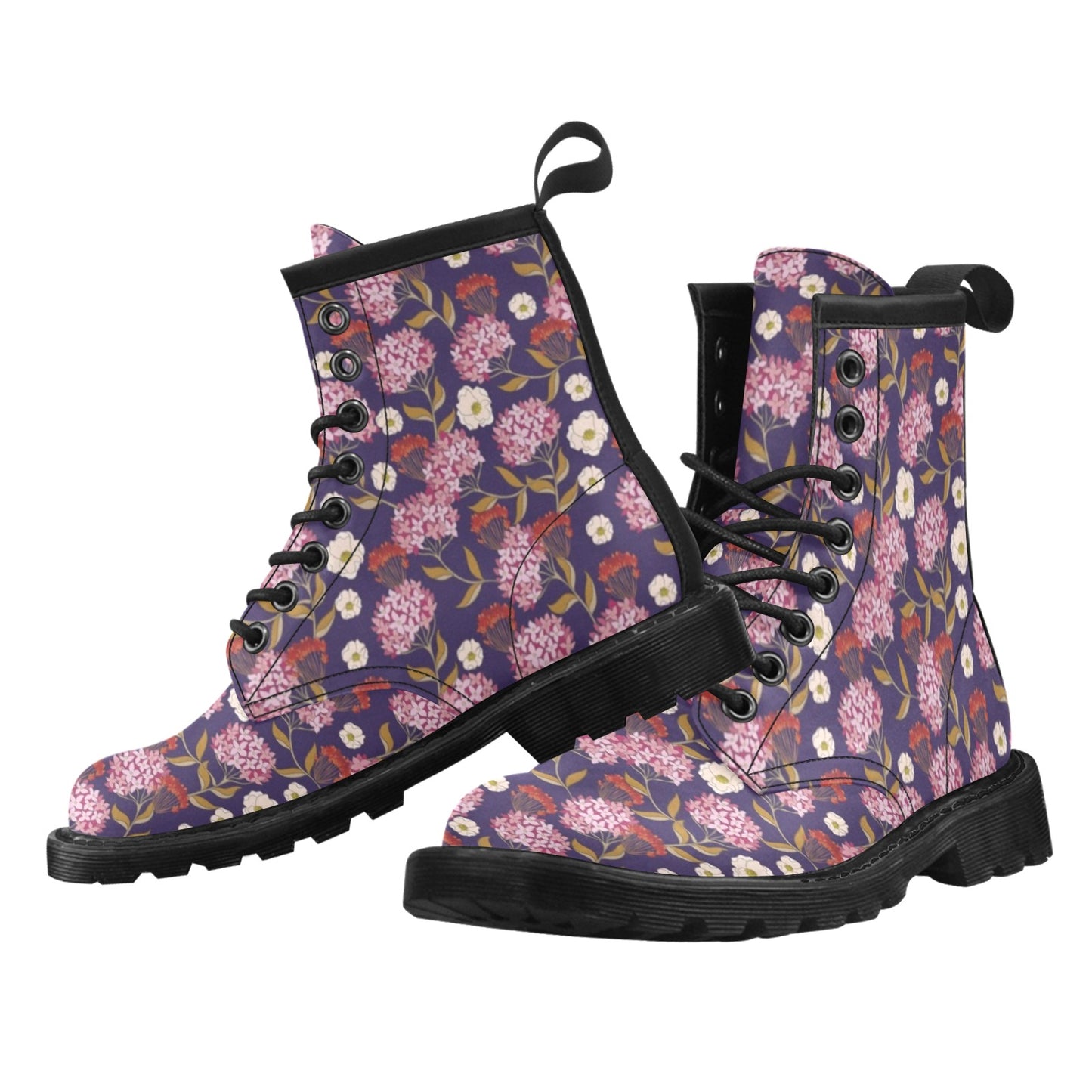 Hydrangea Pattern Print Design HD010 Women's Boots