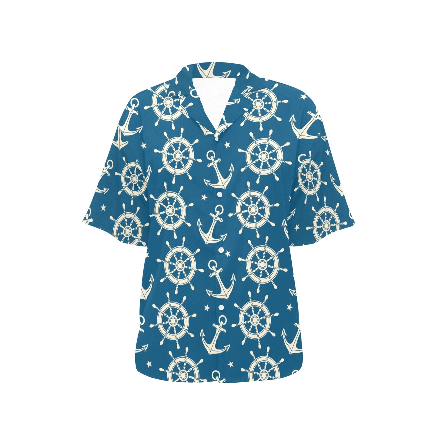 Anchor Pattern Print Design 01 Women's Hawaiian Shirt
