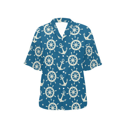 Anchor Pattern Print Design 01 Women's Hawaiian Shirt