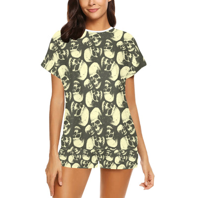 Skull Print Design LKS302 Women's Short Pajama Set