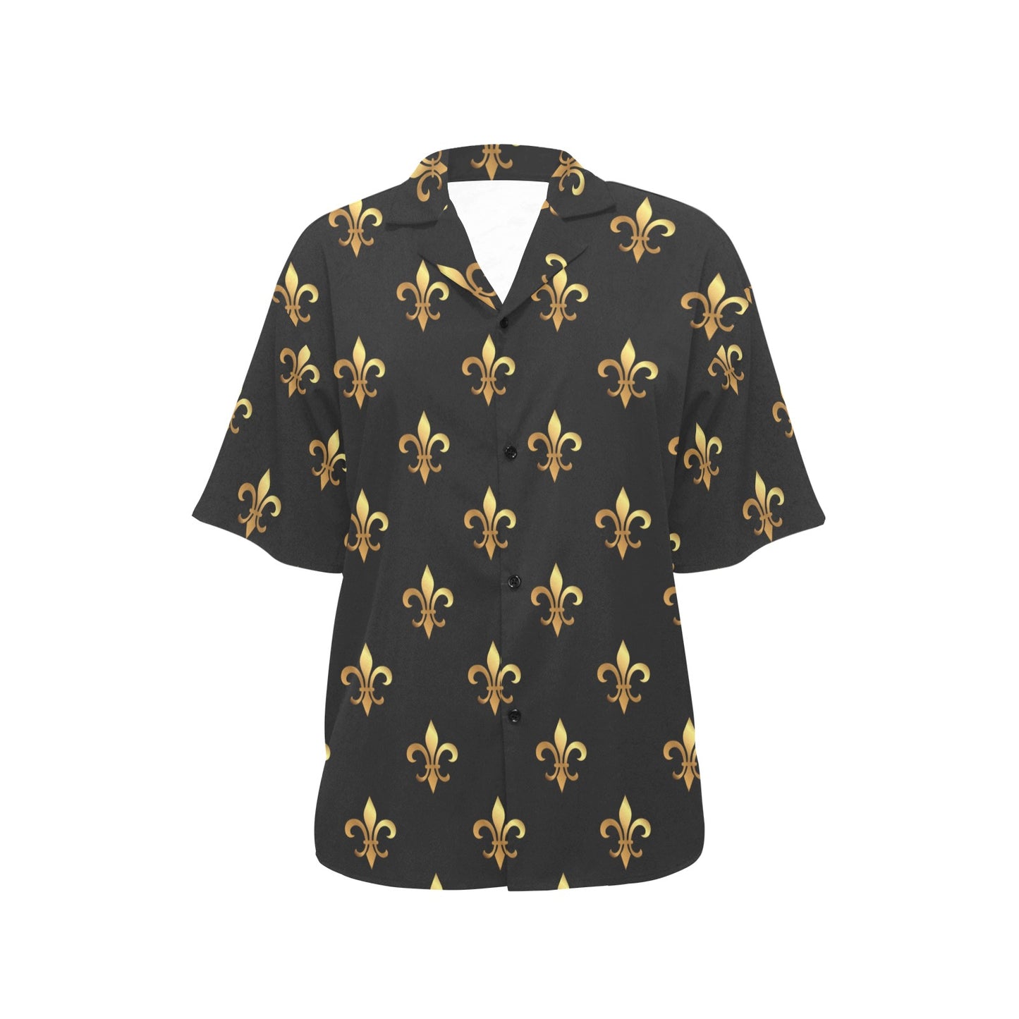 Fleur De Lis Gold Pattern Print Design 03 Women's Hawaiian Shirt