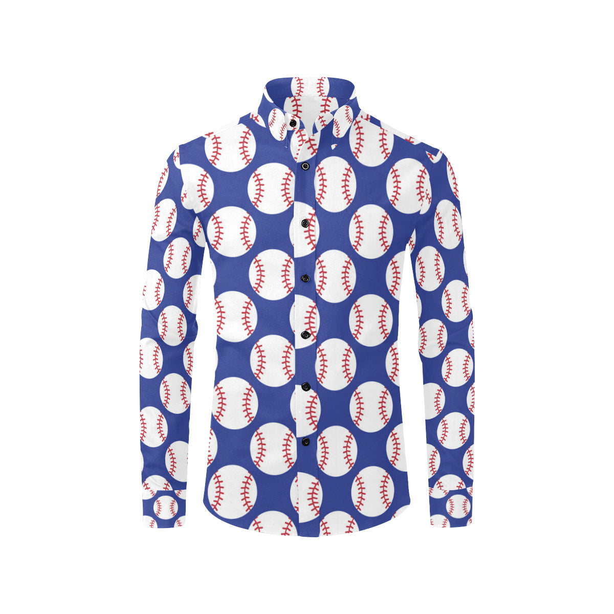 Baseball Blue Background Men's Long Sleeve Shirt