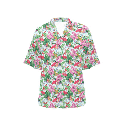 Tropical Flower Print Design LKS304 Women's Hawaiian Shirt