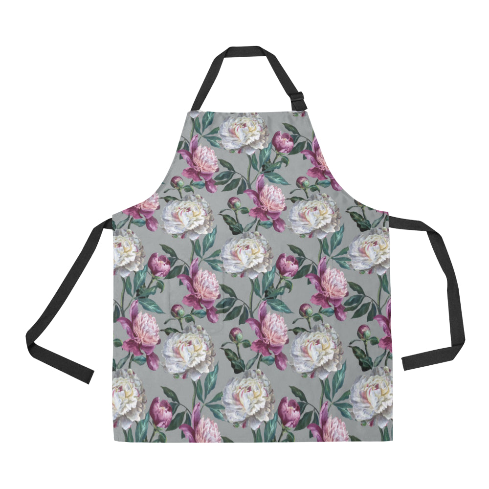 Peony Pattern Print Design PE01 Apron with Pocket