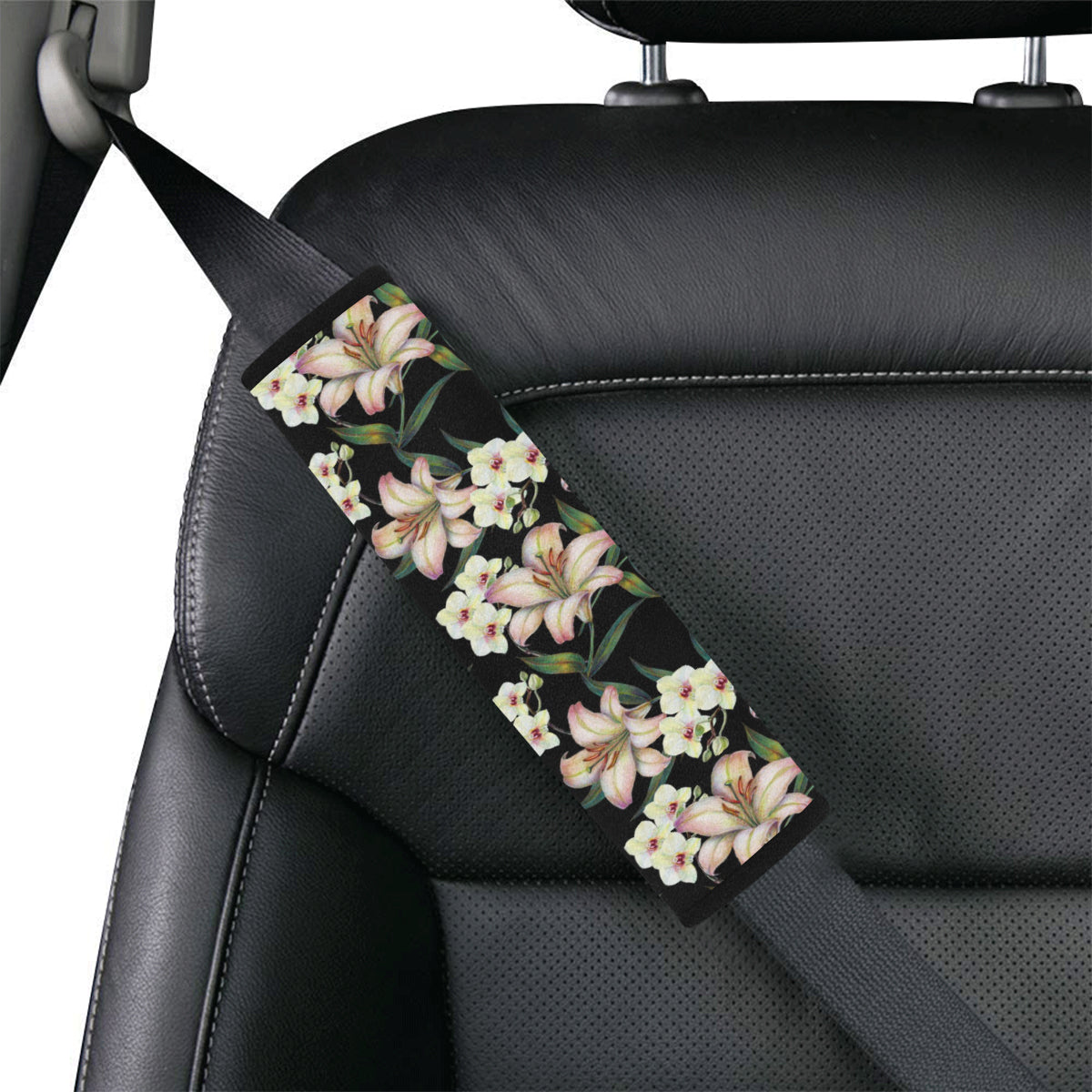 Lily Pattern Print Design LY03 Car Seat Belt Cover
