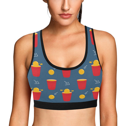 Beer Pong Pattern Print Design 02 Sports Bra