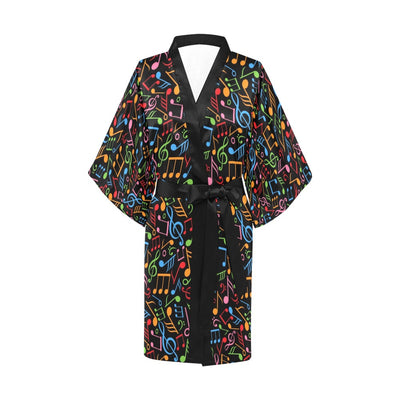 Music Note Colorful Themed Print Women's Short Kimono