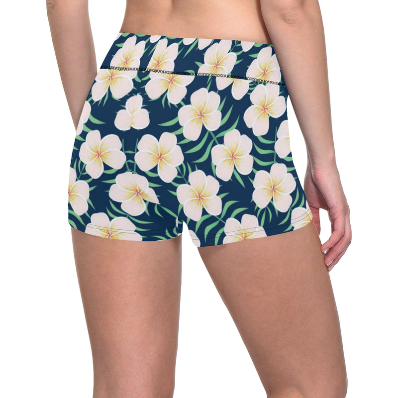 Pink Plumeria Pattern Print Design PM016 Yoga Shorts